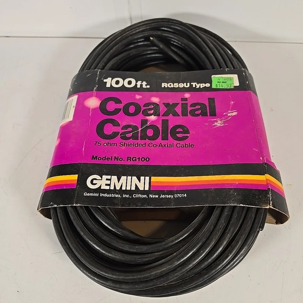 Vintage 1990s Gemini‎ 100 ft. RG59U 75 OHM Shielded Coaxial Cable Model #RG100